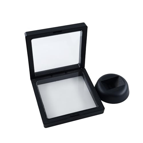 10Pcs Coin Holder Challenge Coin Display Stand, Black 3D Floating Display Case for AA Coin Medallions Jewelry Rock Gem Arrowhead Collecting and Display (3.5×3.5×0.8 inches) - size: 3.5×3.5×0.8 inches