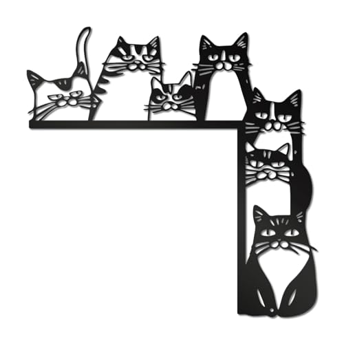 Black Metal Cat Wall Decor, Cat Door Frame Decor, Minimalist Abstract Wall Art Line, for Living Room Bathroom Bedroom Dining Room - color: Cat