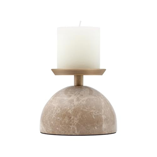 Stone Candle Holder Decor for Pillar Candles, Modern Candle Plate Holder for Entry Way Table Home Decor, Antique Brass Finish Centerpiece Table Decorations, Perfect for Rings and Trinkets - color: Light Emperador