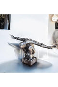 Modern Balance Sculpture 10x10 cm (3.9x3.9 inch) - Minimalist Abstract Art Piece - Silver Polyester Contemporary Decor