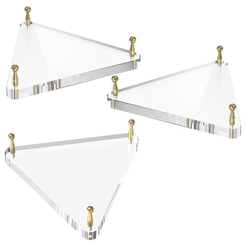 Acrylic Ball Holder 3-Pack, Small Size for Baseball, Softball & Golf Ball; Medium & Large Size for Basketball, Soccer, Volleyball; Horizontal Size for Rugby and Football - style: Triangle Gold - 4.1 x 3.6 inch