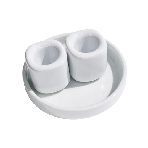 Unity Candle Holders and Vase Set, White Porcelain Candleholders for Taper Candles and Vase for Pillar Candle, Set of 3, Minimalist Round Ceramic Candle Holders, Great for Wedding Candle Set