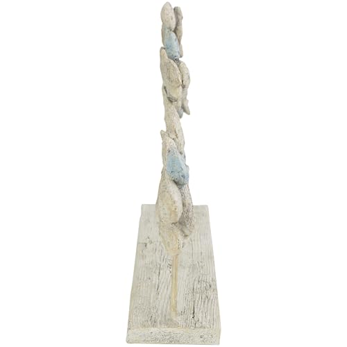 Deco 79 Polystone Fish Decorative Sculpture Textured Ombre Swimming Home Decor Statue with Stand, Accent Figurine 24" x 3" x 11", Light Blue