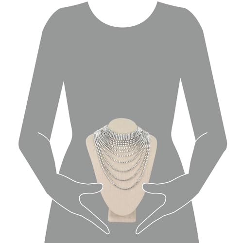 MOOCA Jewelry Display Stand, 2 Pcs Set Tan Linen Covered Wood, Necklace Bust, 7 in Height - color: 6) Tan Linen, 2 pieces