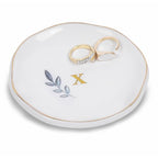 Personalized Ceramic Ring Dish, Initial Jewelry Tray for Rings, Earrings, Necklaces & Bracelets, Gift for Engagements, Birthdays, Holidays, Mom, Sister, Bridesmaid, Bride-to-Be, 4" Ring Plate - color: X