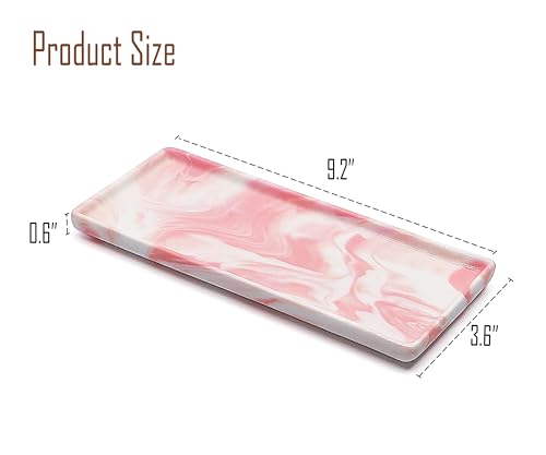 9.2" Porcelain Small Bathroom Tray, Ceramic Countertop and Vanity Tray for Cosmetics, Perfume, Jewelry, Candle - Kitchen Soap Tray for Kitchen Counter (Pink) - color: Pink, size: 9.2" x 3.6" x 0.6"