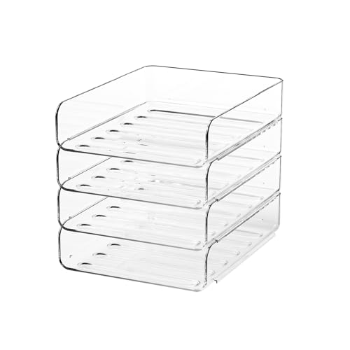 FANXIYQ 4-Tier Acrylic Paper Tray Organizer | Clear Stackable Desk Organizer for Documents, Letters, A4 Paper | Modern Office/Classroom/Home Organization - color: 4-tier-vertical