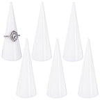 AUEAR, 6 Pack Acrylic Ring Holder Cone Display Jewlery Stands Finger Rings Showcase Stand for Jewelry (White) - color: White, size: 6 Pack