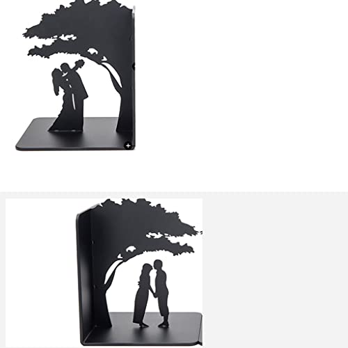 Bookends Book Ends for Shelves Hollow-Out Metal Art Bookends Decorative Book Ends Heavy Duty Home Office Book Stoppers Book Holders Desktop Decoration Organizer Decorative Bookends (Color : B) - color: B