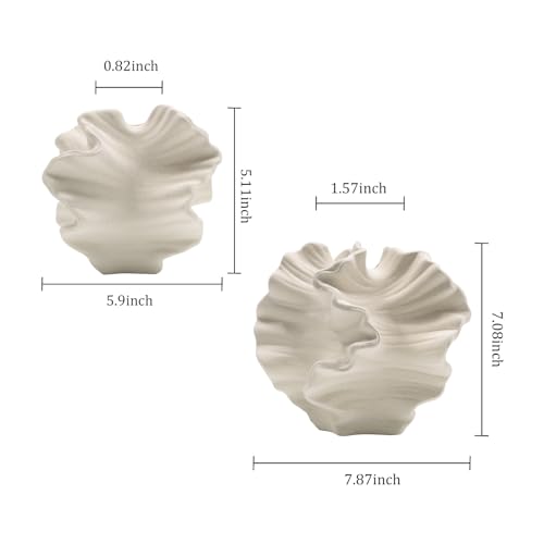 Ceramic Vase - Set of 2 for Home Decor,White Flower Shape Pampas Vases Minimalist Nordic Boho Style for Modern Farmhouse Decor, Living Room、 Kitchen、Mantle、Bedroom、Dining Table、Office - color: Flower Shape White