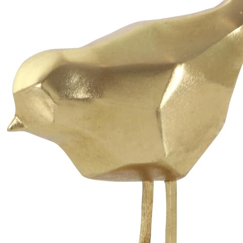 CosmoLiving by Cosmopolitan Polystone Bird Decorative Sculpture Home Decor Statues with Origami Accents, Set of 2 Accent Figurines 7", 8"H, Gold