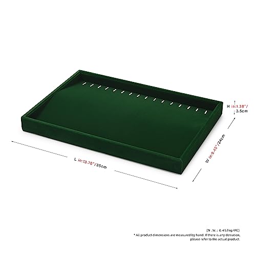 16 Slots Velvet Necklace Bracelet Tray Jewelry Trays Jewelry Drawer Organizer for Necklace, Bracelets, Watch Storage Display (Green) - size: 16 Slots for Necklace/Bracelet