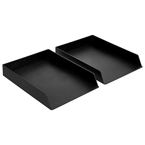 Amazon Basics Rectangular Plastic Desk Organizer, Letter Tray for Documents and Office Supplies, File Storage, Black, 12-Pack - color: Black, size: 12 Pack