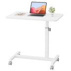 GTPLAYER Mobile Small Standing Desk, Sit Stand Portable Rolling Laptop Desk with Lockable Wheels, Adjustable Height Overbed Bedside Table Computer Workstations, White - size: 24x16in (Non-Tiltable)