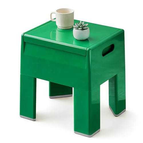 Nightstand Bedside with Storage Space, Multifunctional Colorful Plastic End Table Small Side Table for Bedroom, Dorm and Small Spaces, Easy Assembly(14.7" D x 11.8" W x 15.8" H, Green) - color: Green