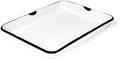 Red Co. 11 x 9 Enamelware Metal Classic 2 Quart Rectangular Serving Tray, Distressed White/Black Rim - color: Distressed White/Black Rim