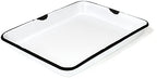 Red Co. 11 x 9 Enamelware Metal Classic 2 Quart Rectangular Serving Tray, Distressed White/Black Rim - color: Distressed White/Black Rim