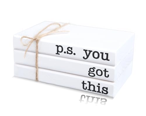 Cute Office Desk Decor, Inspirational Wooden Mini Faux Books for Decoration, Gifts for Women Kids - P.S. You Got This Sign - color: You Got This