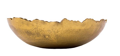 Red Co. 8.75” Gold Moon Decorative, Asymmetrical Torn, Hammered Metal Centerpiece Bowl with Sculpted Edges - color: Gold