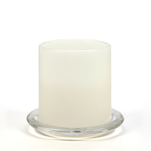 Hosley Set of 8 Clear Glass Pillar Plates - 4 Inch Diameter. Ideal Gift for Weddings, Parties, Spa, Pillar Candle, Votive Candle Garden. Or as a Pedestal W1 - size: 4" Diameter