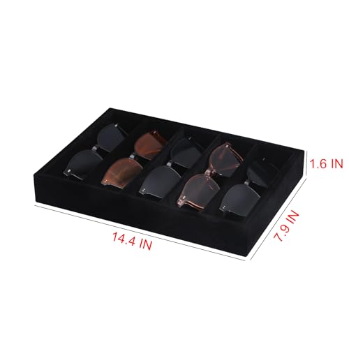 Bedside Organizer Tray, Desktop Storage Tray for Jewelry, Sunglass, Phone, Watch, Perfume,Lipstick, Nightstand Desk-top Catchall, Multi-use Holder for Desk Drawer (Black 5Grid) - color: Black Velvet, size: 5 Grid