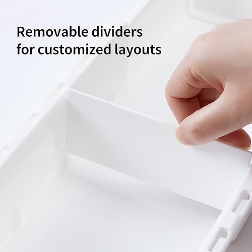 Plastic Drawers Organizer for Office Bathroom Bedroom Kitchen Desk - 1 Layers More White Storage Tray - Expandable 11.4-18.1 Inches (DEEP 2.3") - size: DEEP 2.3"