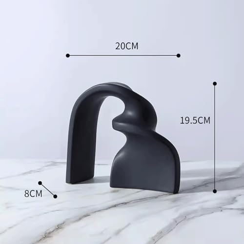Statue Decorations Light Luxury Geometric Decorations, Ceramic Eunuch Home Furnishings, Hotel Clubhouse Desktop Decorations Home Decor Object(Black)