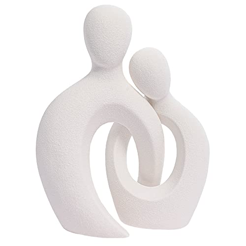 Quoowiit Ceramic Couple Sculptures for Home Decor, Abstract Lover Statue for Shelf, Office, Living Room, Bedroom, Gifts for Anniversary, Valentine's Day, Birthday (White) - color: White