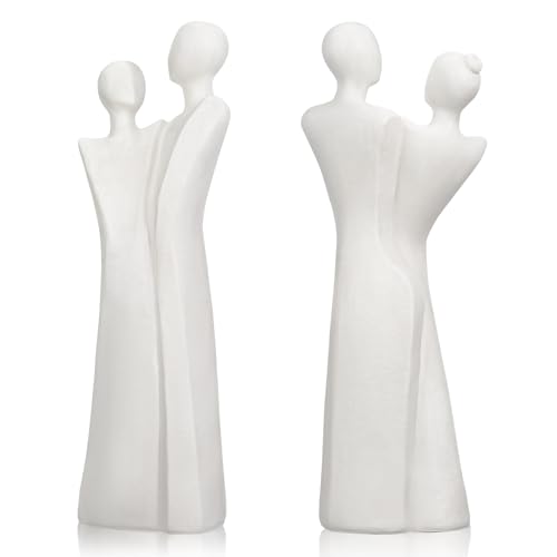 Resin Modern Abstract Sculpture, White Lovers Statues, Home Decor for Living Room, Office, Bookshelf, Gifts for Friends Love Ones - size: Lover