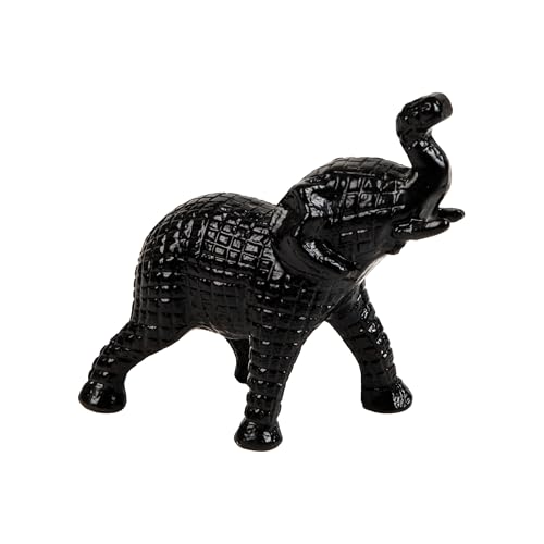 Mind Reader Lucky Wealth Elephant Figurine, Symbol of Fortune, Wealth, and Happiness, Decorative Sculpture, Cast Aluminum, Black - color: Decorative Elephant