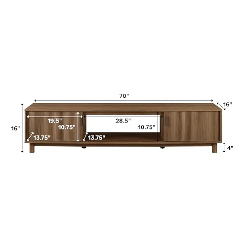 Walker Edison Arundo Fluted TV Stand for TVs up to 80 Inches, 70" TV Stand, Mocha - color: Mocha, size: 70" TV Stand