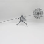 Fcteap Flower Fairy Dancing with Dandelion Garden Art Sculpture Stainless Steel Statue Christmas Halloween Decoration for Outdoor Yard Courtyard Lawn Patio Metal Ornaments (Long Travel) - style: Long Travel