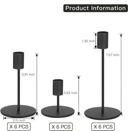 Black Candlestick Holders Bulk for Taper Candles Decorative Metal Candelabra Candle Holders Fit 0.8 Inch Diameter Candles Gold Taper Candle Stands for Wedding Home Party Table Decor (Set of 27) - color: Black, size: 27 pieces