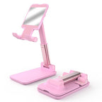 Cell Phone Stand, Adjustable Angle and Height Cell Phone Holder for Desk, Foldable and Portable, Anti-Slip Silicone Pad, Compatible with All Mobile Phones and 4-8 Inch Devices, Pink - color: Pink