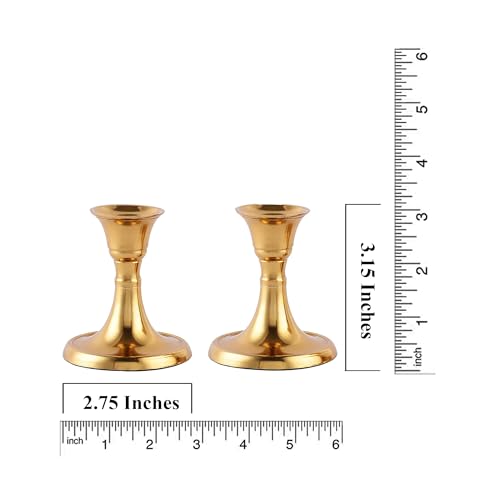 Rely+ Candlestick Holders Set of 2 Mini Stand Dinning Table Centerpiece Candle Holders Taper Candlesticks Holders Decor Home Candle Holder for Mantel Decorations (Gold) - color: Gold