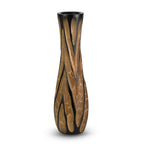 AeraVida Beautifully Hand Carved Etched Dark Brown Mango Tree Wood Vase | 14 inch | Classic Flower Vase