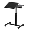 LINGMI Overbed Bedside Desk Mobile Rolling Laptop Stand Tilting Overbed Table with Wheels Height Adjustable Tray Table for Laptop Bed Sofa Side Table - color: Black