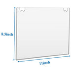 PecMuikee Acrylic Sign Holder 8.5x11 Horizontal, Wall Mount Acrylic Sign Holder and Plastic Paper Display Ad Frame bonus with 3M Tape and Mounting Screws for Restaurants, Office, Market, Store, 6 Pcs
