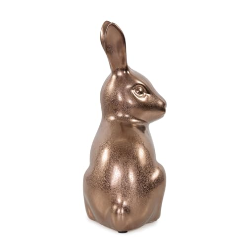 Howard Elliott Collection Rabbit Sculpture Ceramic Statue for Home and Garden Decor, Rich Antique Brass Figurine with Metallic Finish for Shelf Display in Living Room, 8.5 x 4.75 Inch - style: Rabbit