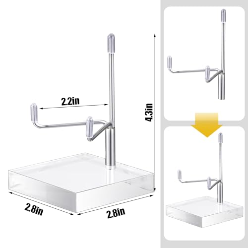 Suzile 4 Pcs Adjustable Metal Arm Display Stand Easel with Acrylic Base Rock Display Easel Holder Acrylic Crystal Clear Plate Stand for Geodes Mineral Agate (Silver, 2.8 x 2.8 x 4 Inch) - color: Silver, size: 2.8 x 2.8 x 4 Inch