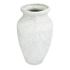 roro Handmade 7.5 Inch Rustic Farmhouse White Textured Ceramic Prunus Vase – Classic Decorative Flower Vase for Home, Office, or Shelf Centerpiece