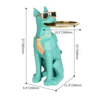 homary Modern Resin Dog Sculpture Geometric Standing Statue Cute Side Table Tray End Table with Tissue Storage (Green) - color: Green