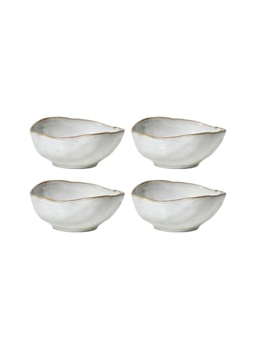 Serene Spaces Living Large Free-Form Edge Glazed Ceramic Bowl, Centerpiece for Vintage Weddings, Events, Measures 6" Long, 5.5" Wide, 2.75" Tall, Pack of 4 - color: 6" Bowl, 4 Pcs