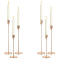 6pcs Candlestick Holders, Metal Taper Candle Holder Bulk Rose Gold Tall Candlestick Holders Taper Candle Holder for Table Centerpieces Candlesticks for Wedding Christmas Party-3size