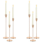 6pcs Candlestick Holders, Metal Taper Candle Holder Bulk Rose Gold Tall Candlestick Holders Taper Candle Holder for Table Centerpieces Candlesticks for Wedding Christmas Party-3size