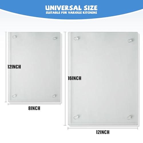 Mymonfif Tempered Glass Cutting Board for Kitchen, Clear Glass Board for Countertop, Heat Resistant, with Non-Slip Feet, 12x16" & 12x8" 2 Pcs Clear - color: 2Pcs Clear（12x16" & 12x8" ）
