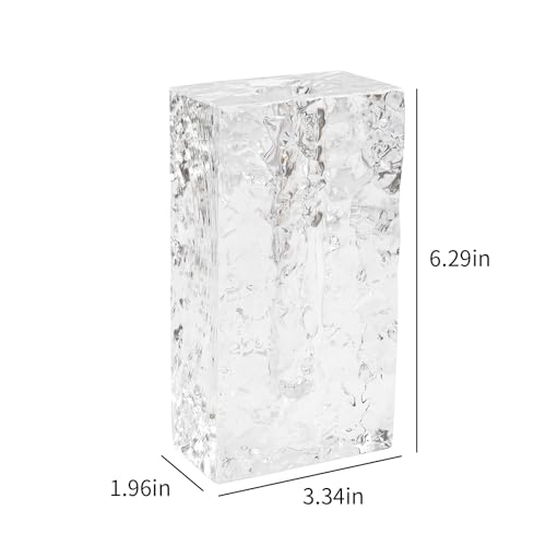 Crystal Flower Vase with Glacial Texture, Clear, Handcrafted Centerpiece for Wedding, Home Decor, Table Display - color: M-cv267-m
