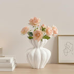 White Ceramic Vase, 6.8 Inch Modern Boho White Flower Vase for Home Decor, Unique Vase for Farmhouse Living Room Cabinet Table Centerpieces Wedding Decorations - size: Small