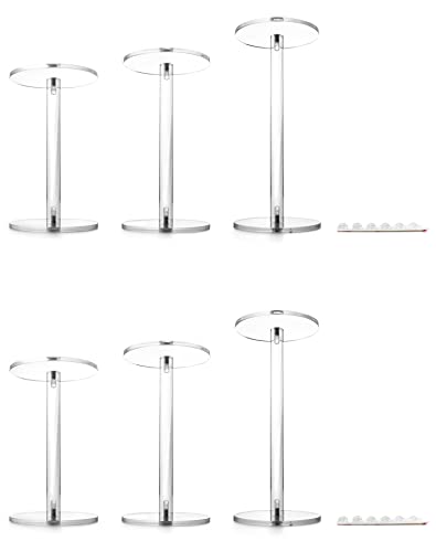 QWORK Round Acrylic Display Stand, 2 Sets Premium Clear Round Riser Stands