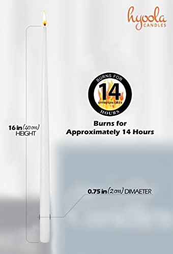 Hyoola Tall Taper Candles - 16 Inch White Unscented Dripless Taper Candles - 14 Hour Burn Time - 8 Pack - size: 16 Inch